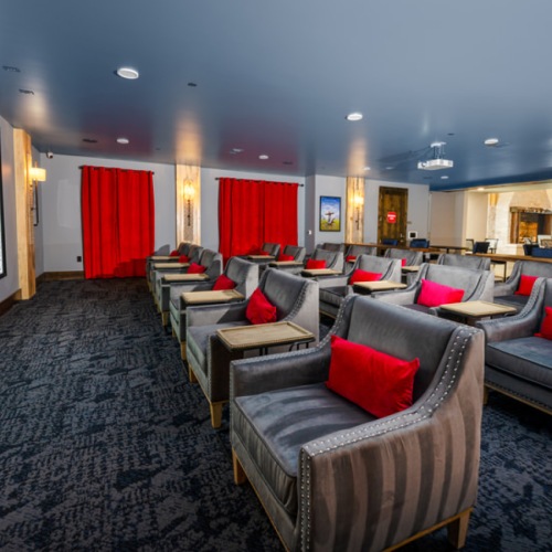 Cutting-edge amenities at your fingertips a movie studio with many chairs